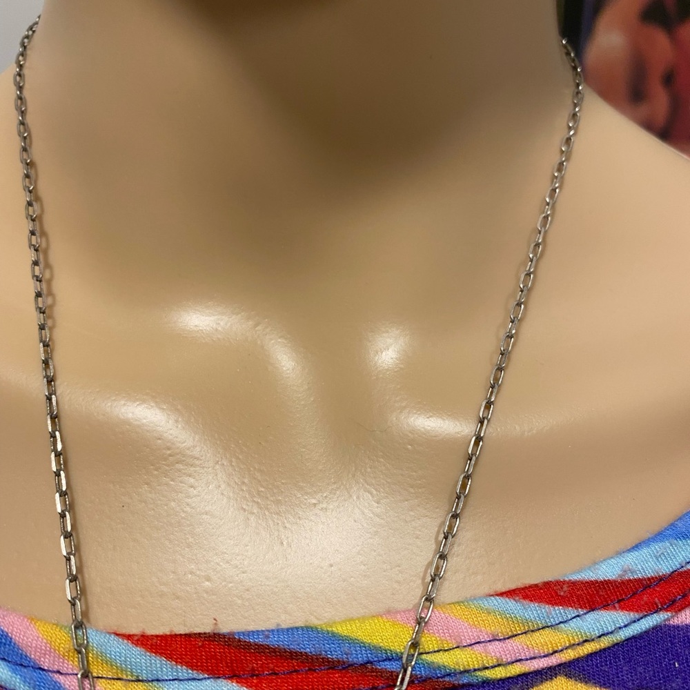 Statement Pendant Necklace Silver Tone Round Medallion Chain Jewelry - Picture 3 of 8